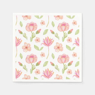 Elegant Floral Pattern with Pink Peonies and Lilie Napkins