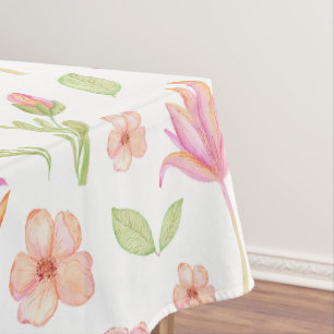 Elegant Floral Pattern with Pink Peonies and Lilie Tablecloth
