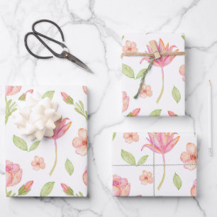 Elegant Floral Pattern with Pink Peonies and Lilie Wrapping Paper Sheets