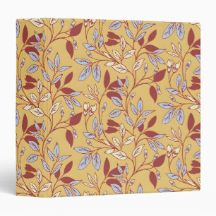 Elegant Floral Pattern with Red and Blue Leaves 3 Ring Binder