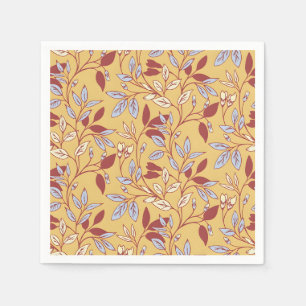 Elegant Floral Pattern with Red and Blue Leaves Napkins