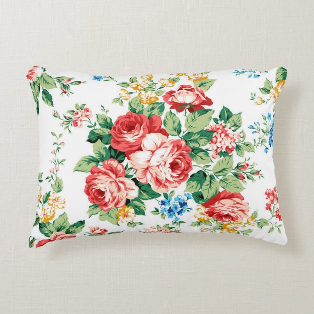 Elegant Floral Pattern with Rose Design Element Accent Pillow (Front)