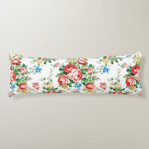 Elegant Floral Pattern with Rose Design Element Body Pillow