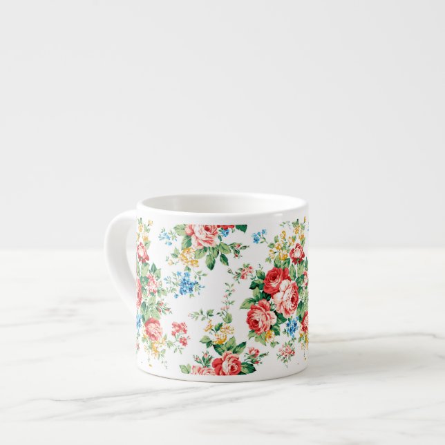 Elegant Floral Pattern with Rose Design Element Espresso Cup (Front Left)