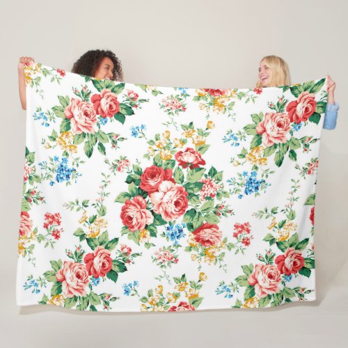 Elegant Floral Pattern with Rose Design Element Fleece Blanket