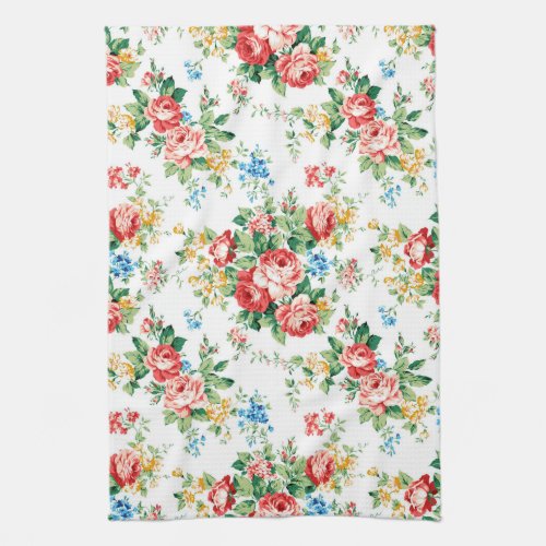 Elegant Floral Pattern with Rose Design Element Kitchen Towel
