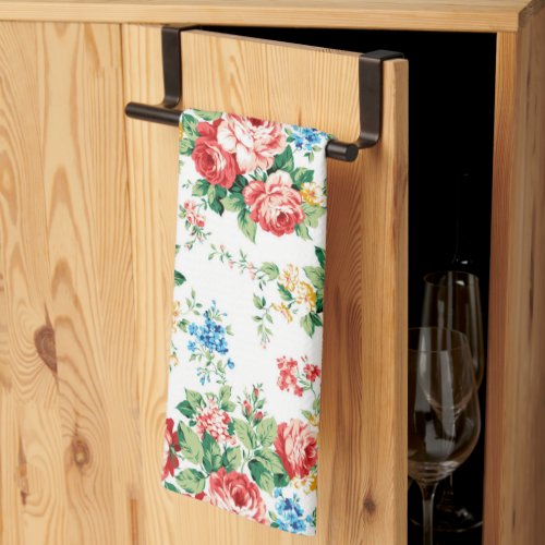 Elegant Floral Pattern with Rose Design Element Kitchen Towel
