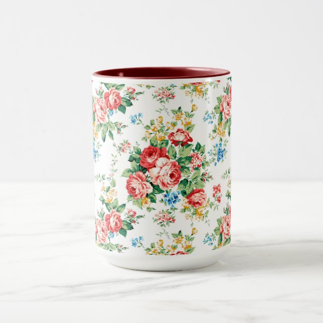 Elegant Floral Pattern with Rose Design Element Mug (Center)