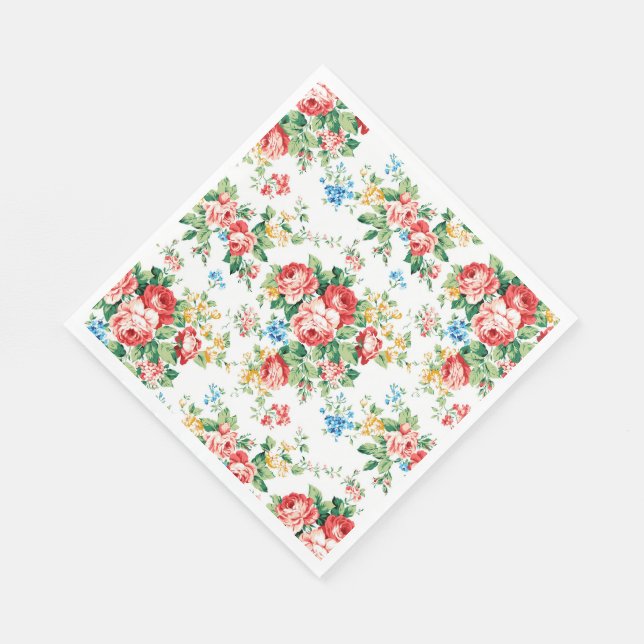 Elegant Floral Pattern with Rose Design Element Napkins (Corner)