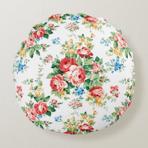 Elegant Floral Pattern with Rose Design Element Round Pillow