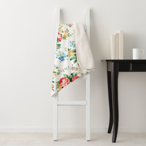 Elegant Floral Pattern with Rose Design Element Sherpa Blanket