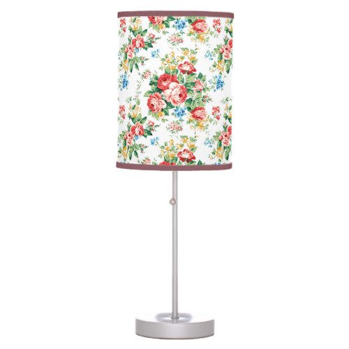 Elegant Floral Pattern with Rose Design Element Table Lamp