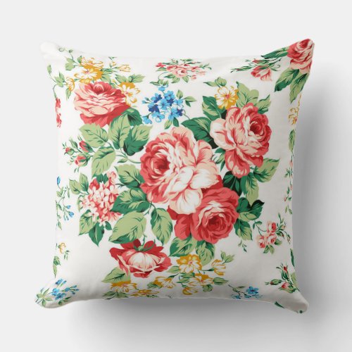 Elegant Floral Pattern with Rose Design Element Throw Pillow