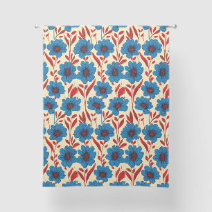 Elegant Floral Pattern with Vibrant Blue Blossoms Sheer Curtains
