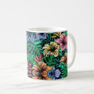 Elegant Floral Pattern with Vibrant Botanical Coffee Mug