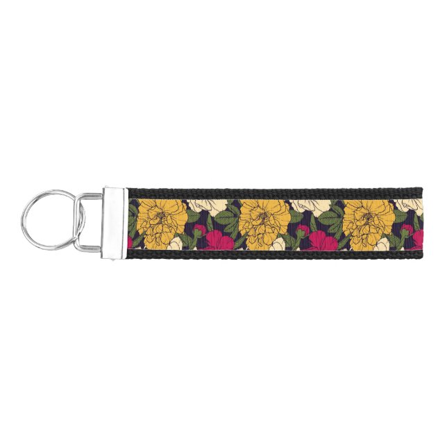 Elegant floral pattern wrist keychain (Keys on Left)