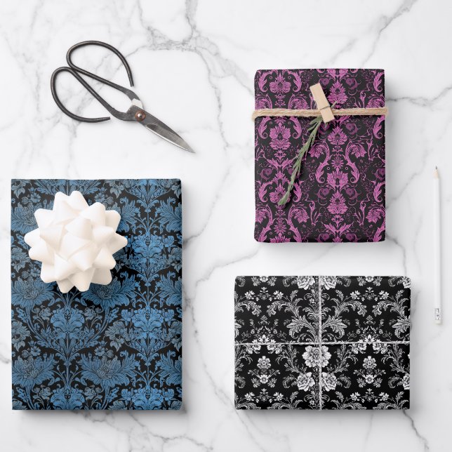 Elegant Floral Patterns Wrapping Paper Sheets (Front)