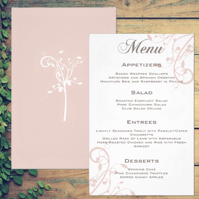 Elegant Floral Peach Blush Wedding Menu Flyer (Creator Uploaded)