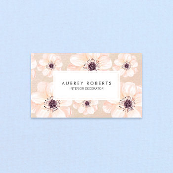 Elegant Floral Peach Pattern Business Card by whimsydesigns at Zazzle