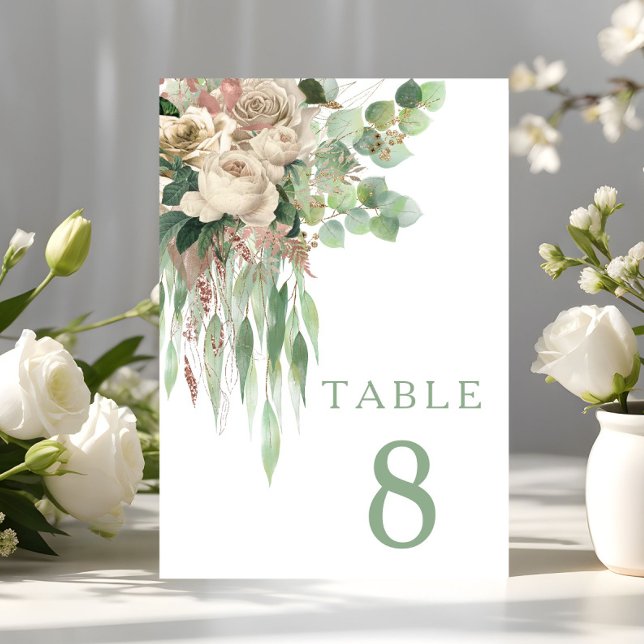 Elegant Floral Peonies Wedding Table Number (Elegant Floral Peonies Wedding Table Number)