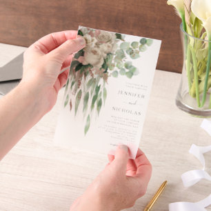 Elegant Floral Peonies Wedding Vellum Invitations