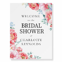 Elegant Floral Peony Bridal Shower Welcome Sign