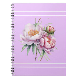 Elegant Floral Peony Spiral Photo Notebook - Lilac