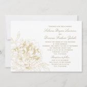 Elegant Floral Peony Wedding Champagne Gold Invitation (Front)
