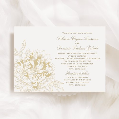 Custom Wedding Invitation | Floral Peony Design