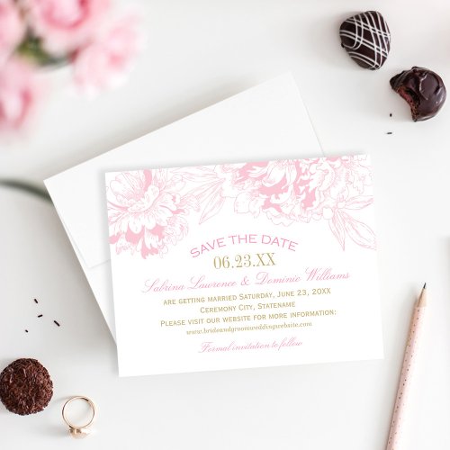 Wedding Save the Date | Pink Floral Peony Design