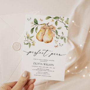Elegant Floral Perfect Pear Bridal Shower Invitation