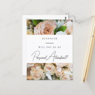 Elegant floral Personal Attendant Proposal Postcard