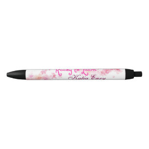 Élégant floral personalized black pen