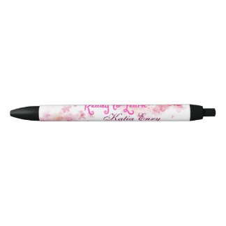 Élégant floral personalized black pen