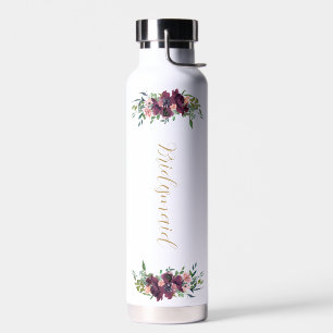Elegant Floral Personalized Bridesmaid Proposal Water Bottle