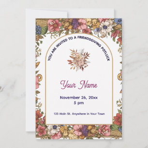 Elegant Floral Personalized Friendsgiving Invitation