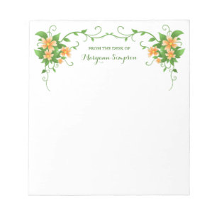 Elegant Floral Personalized From the Desk of Notepad