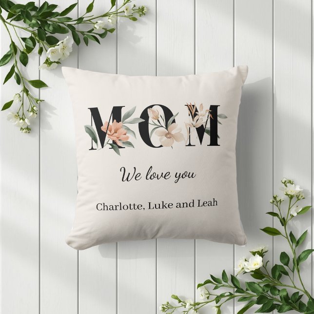 Elegant Floral Personalized Mom Throw Pillow Gift (Creator Uploaded)