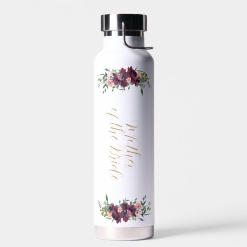 Elegant Floral Personalized Mother of the Bride Water Bottle