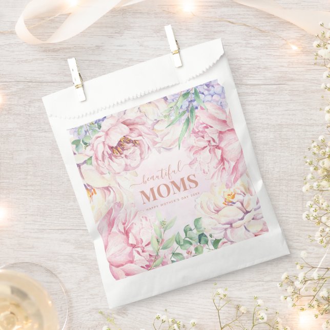 Elegant Floral Personalized Mother's Day Favor Bag (Clipped)