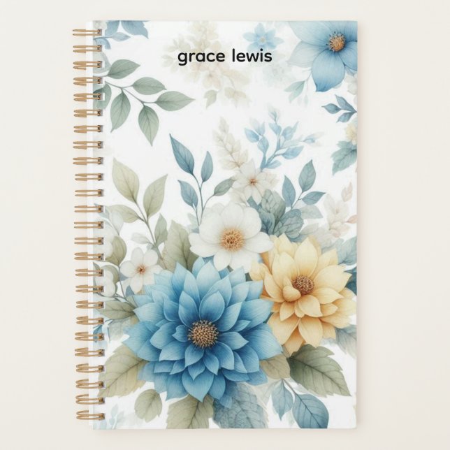 Elegant Floral Personalized Office Planner (Front)