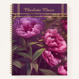 Elegant Floral Personalized Peony Notebook
