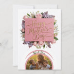 Elegant Floral personalized Photo Mom Holiday Card