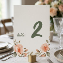 Elegant Floral Personalized Table Number Sign