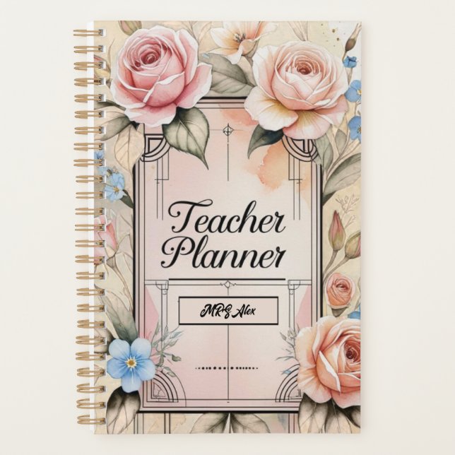 Elegant Floral Personalized Teacher PlannerPlanner Planner (Front)