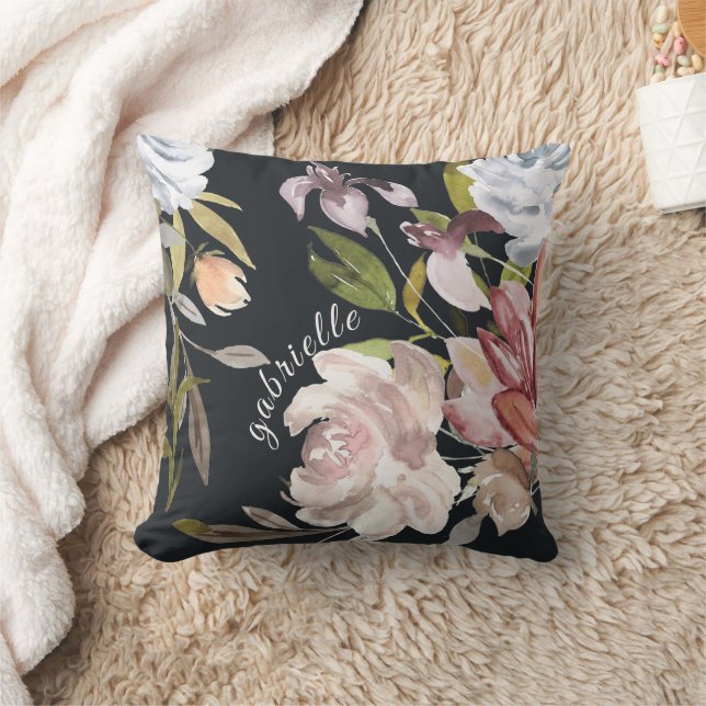 Elegant Floral Personalized  Throw Pillow (Blanket)