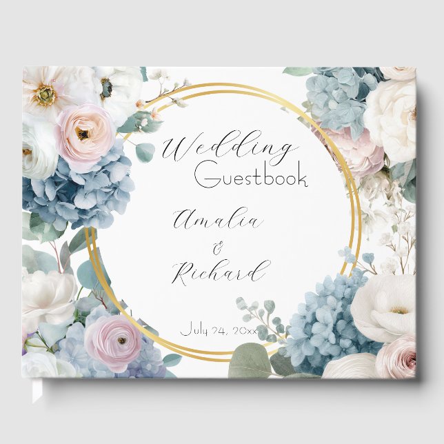 Elegant Floral Personalized Wedding Guestbook (Front)