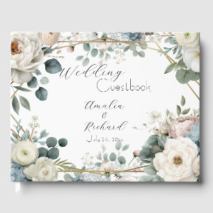 Elegant Floral Personalized Wedding Guestbook