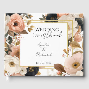 Elegant Floral Personalized Wedding Guestbook