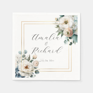 Elegant Floral Personalized Wedding Napkins